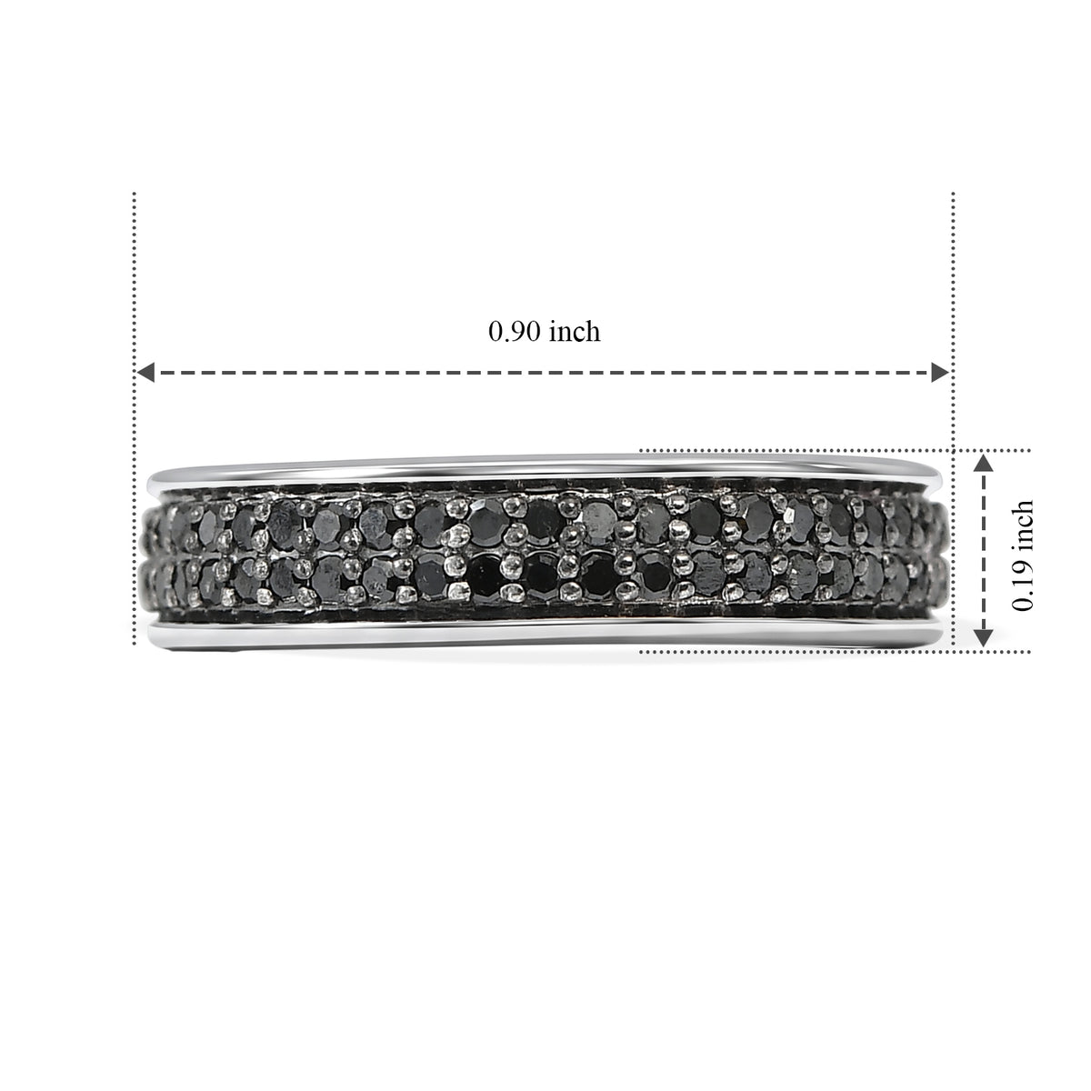 D'joy Black Diamond Full Eternity Band Ring in Rhodium OverlaySterling Silver  1.000  Ct. 8800958 4