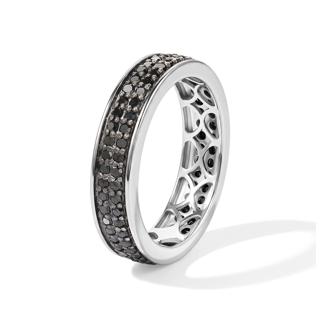 D'joy Black Diamond Full Eternity Band Ring in Rhodium OverlaySterling Silver  0.960  Ct._8800965_3