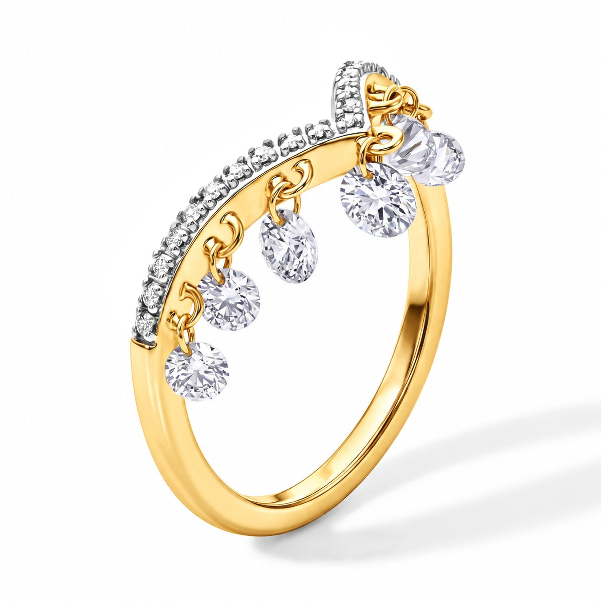 LUXURIANT Lab Grown Diamond Chandelier Wishbone Ring in 18K Yellow Gold ...
