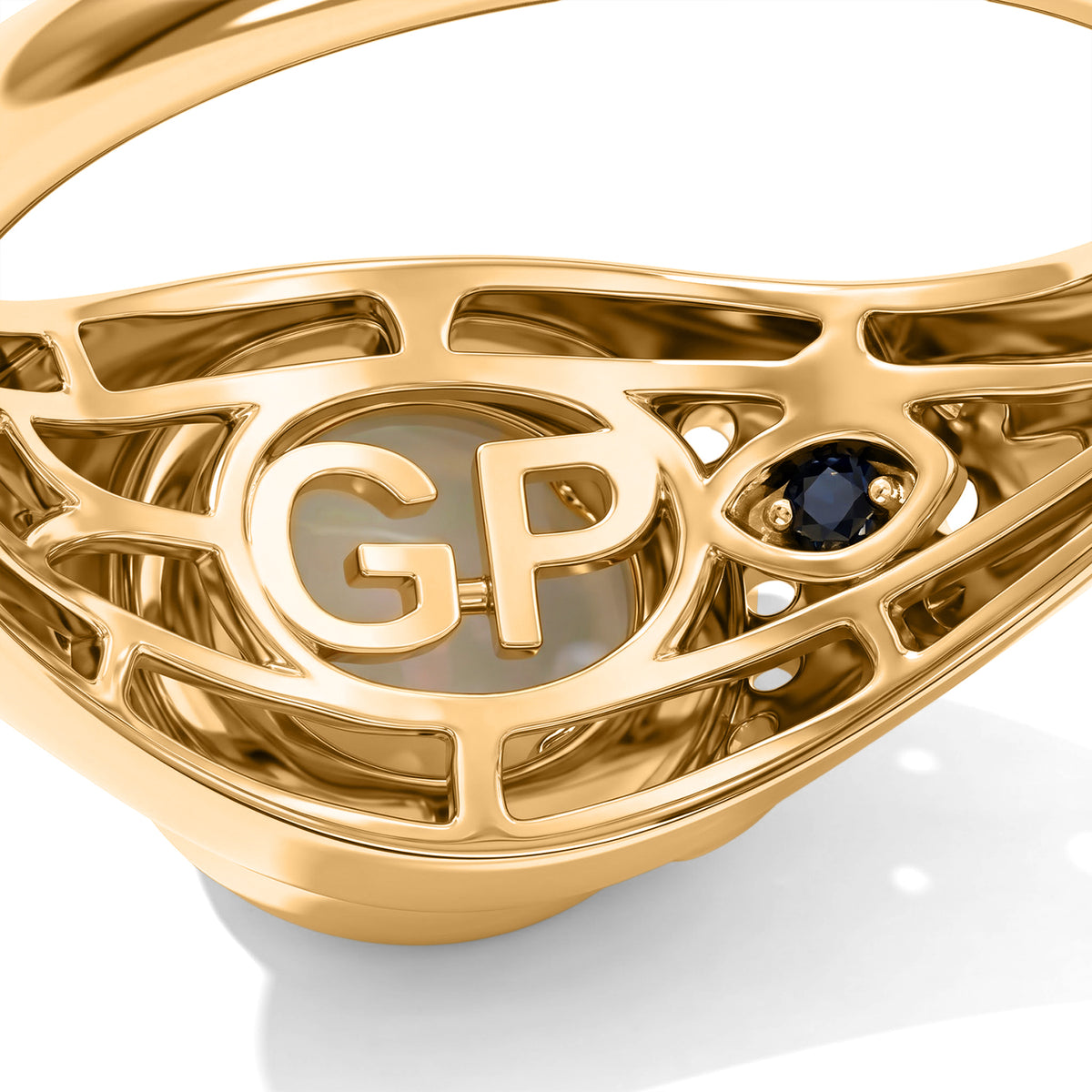 GP - AAA Ethiopian Opal, White Zircon &amp; Blue Sapphire Ring in Yellow Gold Plated Sterling Silver 1.05 Ct. 8801873 5