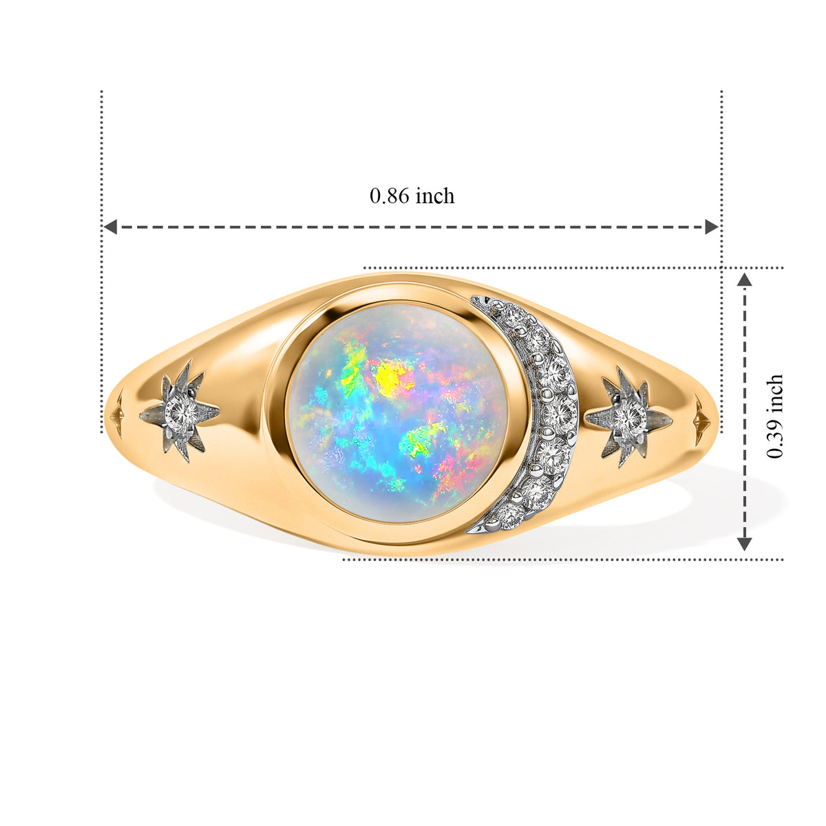 GP - AAA Ethiopian Opal, White Zircon &amp; Blue Sapphire Ring in Yellow Gold Plated Sterling Silver 1.05 Ct. 8801873 6