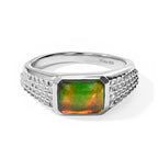 D'Joy - Ammolite Ring in Rhodium Overlay Sterling Silver 2.30 Ct._8801980