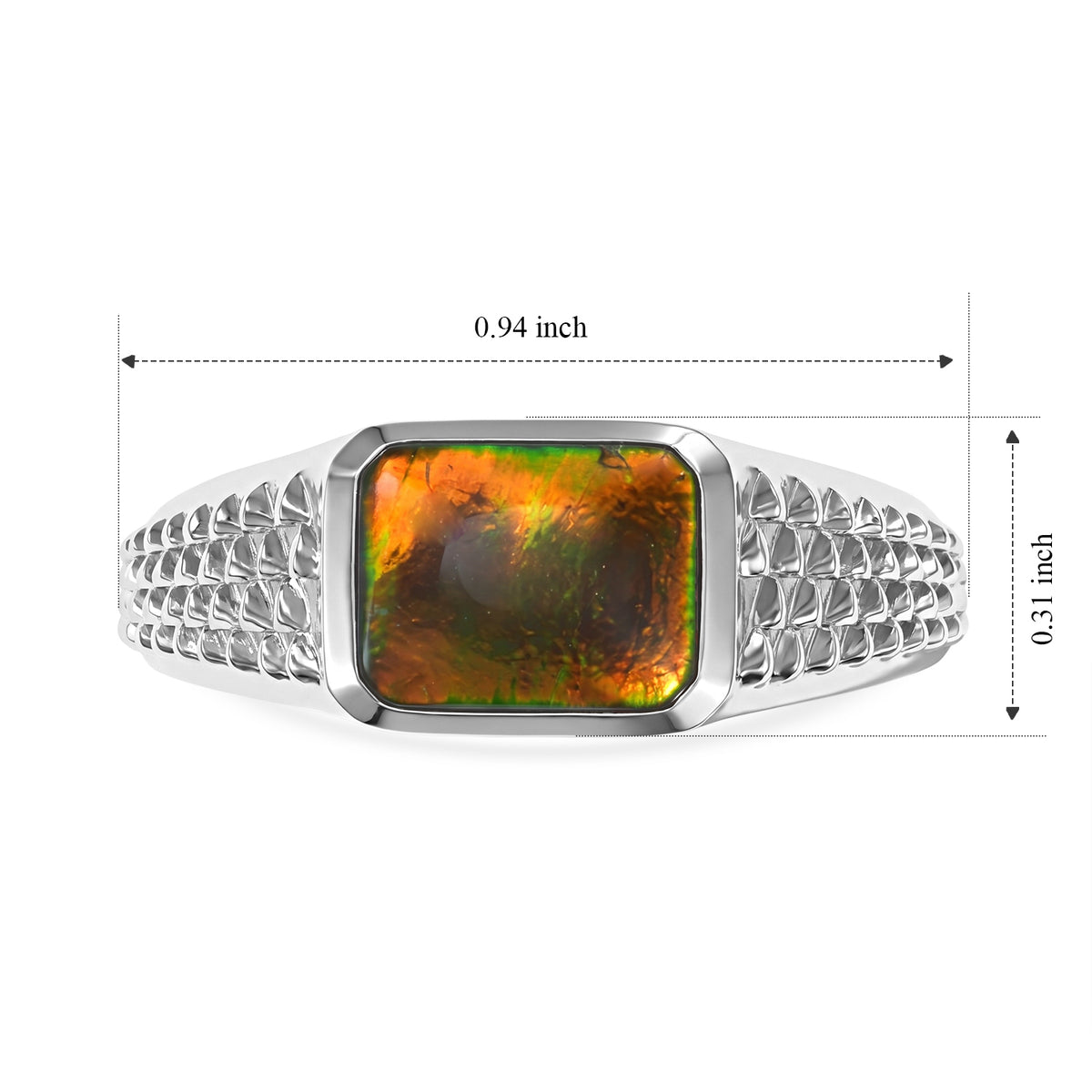 D'Joy - Ammolite Ring in Rhodium Overlay Sterling Silver 2.30 Ct. 8801980 5