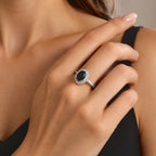 D'Joy - Black Spinel & White Zircon Halo Ring in Platinum Overlay Sterling Silver 4.05 Ct._8801987_2