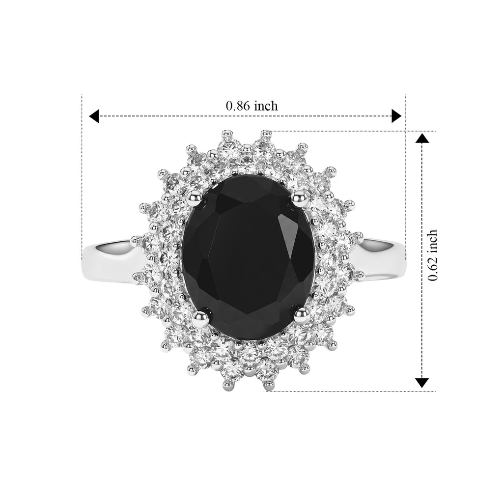 D'Joy - Black Spinel & White Zircon Halo Ring in Platinum Overlay Sterling Silver 4.05 Ct._8801987_5