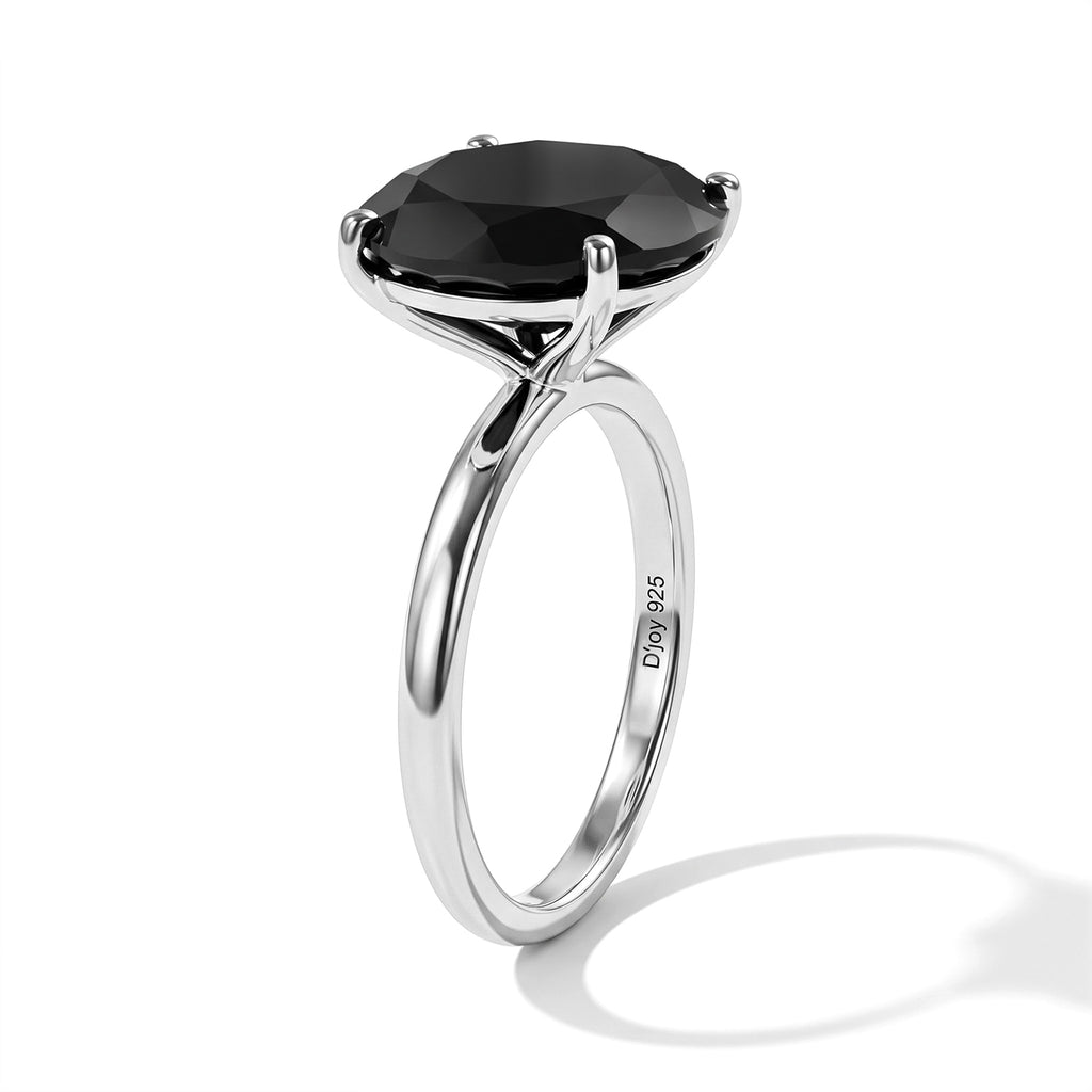 D'Joy - Black Spinel Solitaire Ring in Platinum Overlay Sterling Silver  7.60 Ct._8802032_3