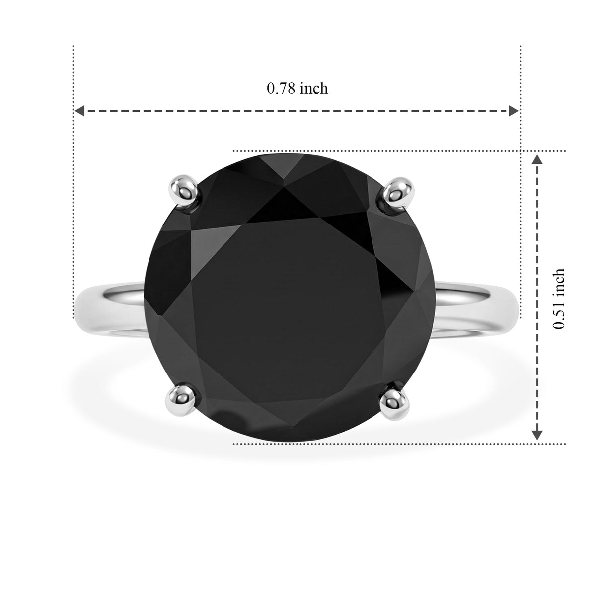 D'Joy - Black Spinel Solitaire Ring in Platinum Overlay Sterling Silver  7.60 Ct. 8802032 4