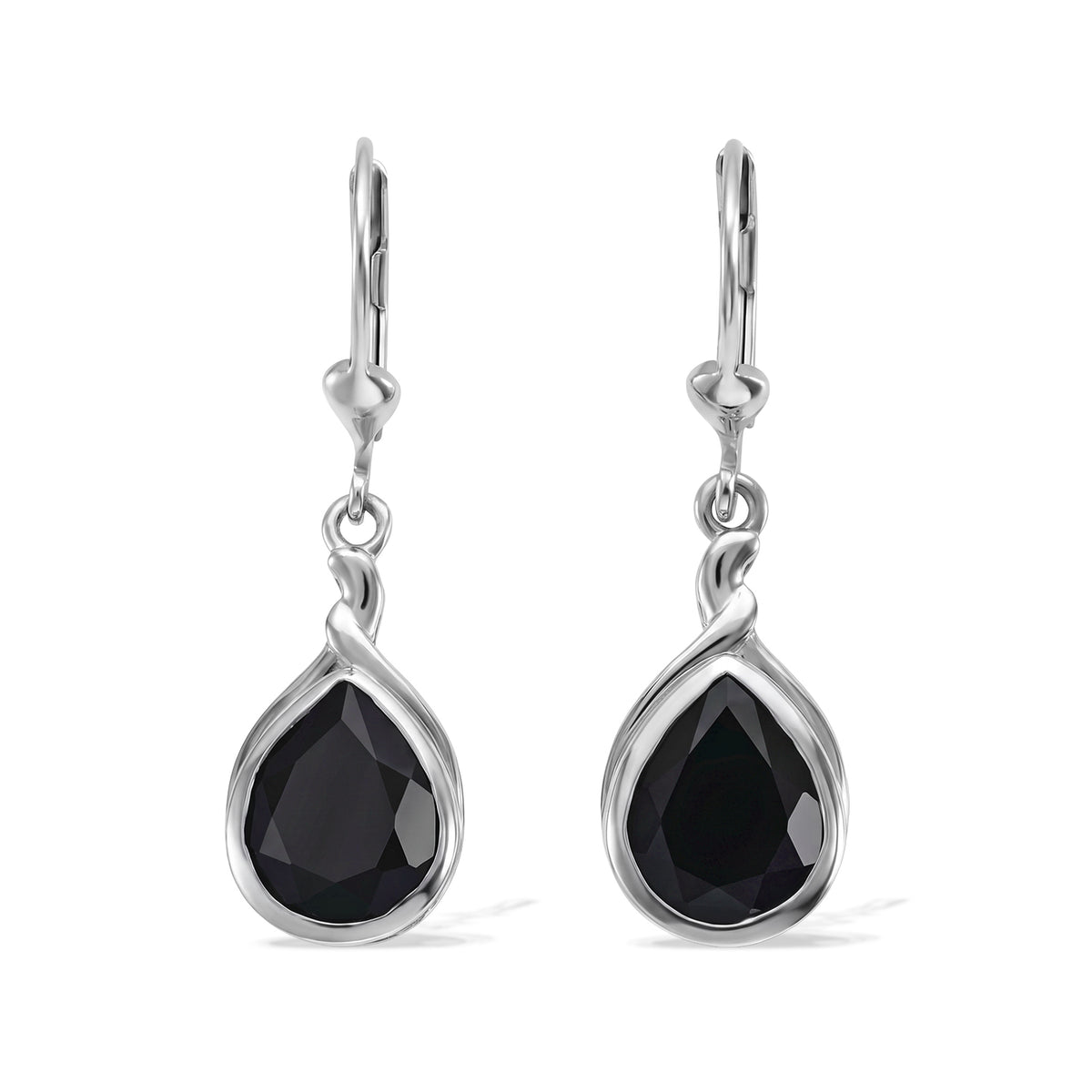 D'Joy - Black Spinel Dangling Earring with Lever Back in Platinum Overlay Sterling Silver 6.20 Ct. 8802052 0