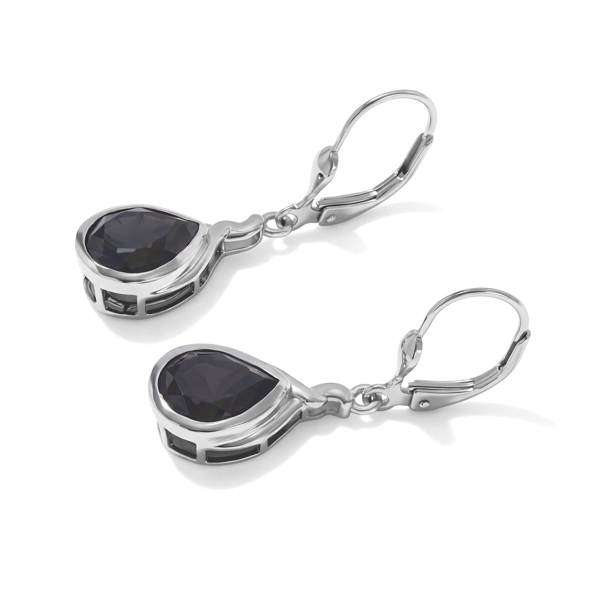 D'Joy - Black Spinel Dangling Earring with Lever Back in Platinum Overlay Sterling Silver 6.20 Ct. 8802052 3