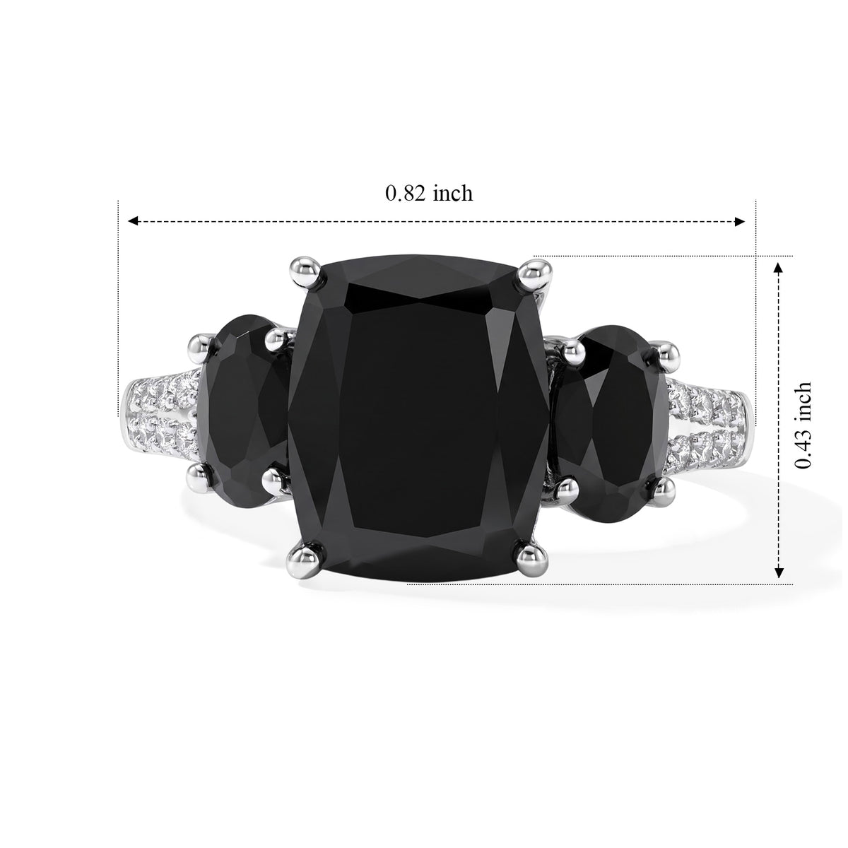 D'Joy - Black Spinel &amp; White Zircon Ring in Platinum Overlay Sterling Silver 5.10 Ct. 8802072 5