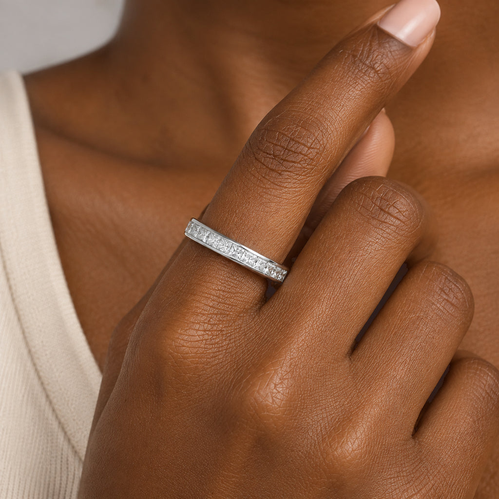 Luxuriant Lab Grown Diamond Band Ring in Rhodium OverlaySterling Silver  3.250  Ct._8802088_1