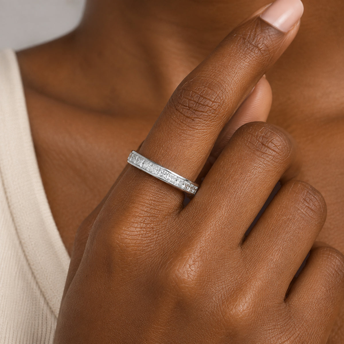 Luxuriant - Lab Grown Diamond Band Ring in Rhodium Overlay Sterling Silver 3.25 Ct. 8802088 1
