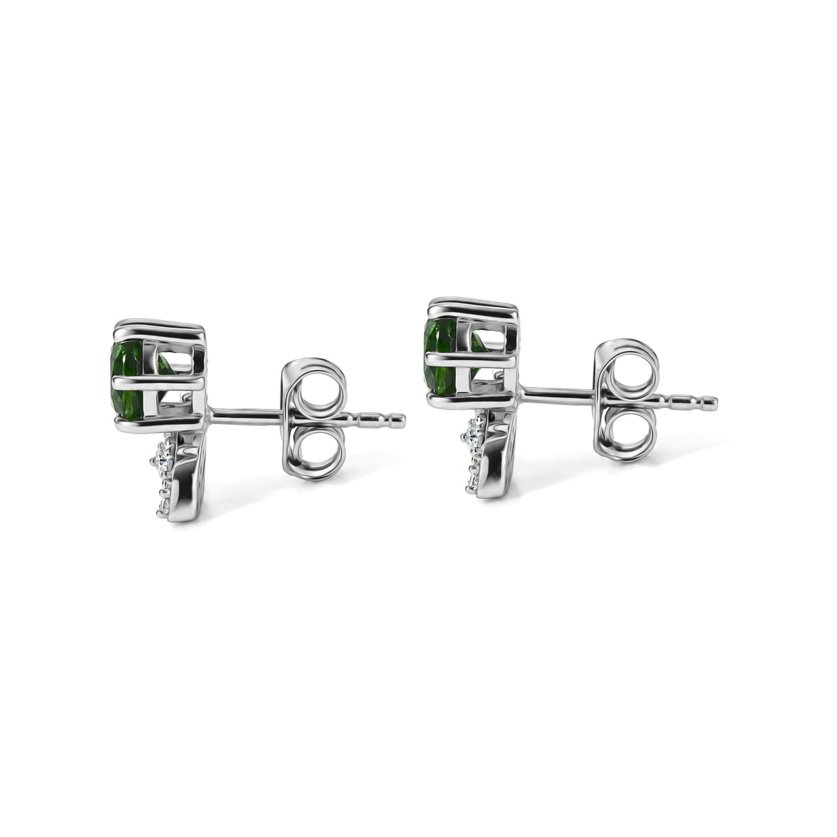 D'Joy - Natural Chrome Diopside &amp; White Zircon Earring with Push Back in Platinum Overlay Sterling Silver 1.50 Ct. 8802114 2