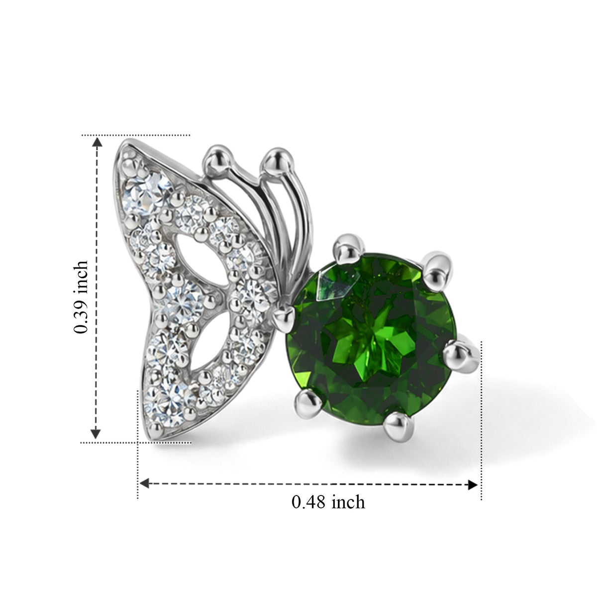 D'Joy - Natural Chrome Diopside &amp; White Zircon Earring with Push Back in Platinum Overlay Sterling Silver 1.50 Ct. 8802114 3