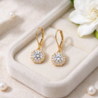 D'Joy - Moissanite Halo Drop Earring with Lever Back in Yellow Gold Plated Sterling Silver 2.15 Ct._8802165_1