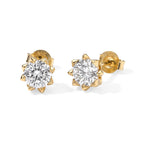 D'Joy - Moissanite Solitaire Stud Earring with Push Post in Yellow Gold Plated Sterling Silver 1.50 Ct._8802228