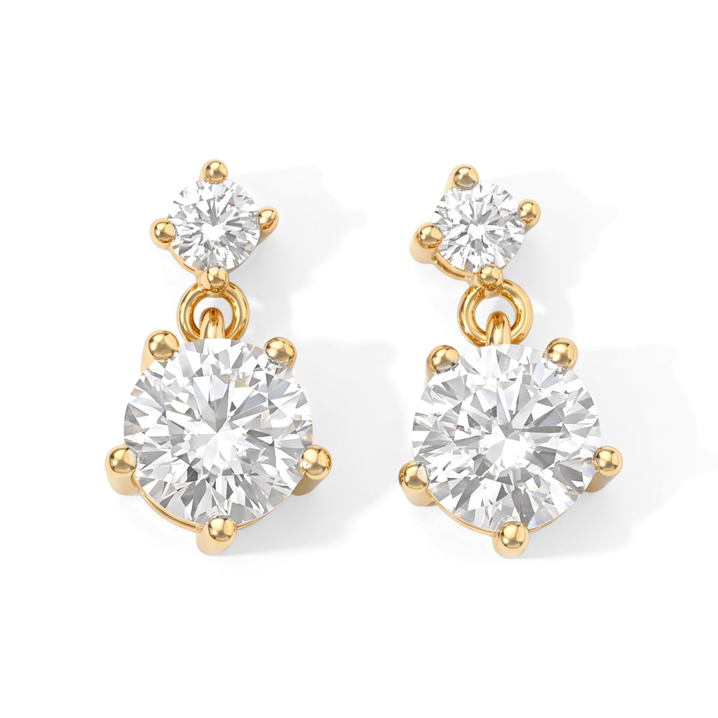 D'Joy - Moissanite Dangling Earring with Push Back in Yellow Gold Plated Sterling Silver 1.60 Ct._8802240