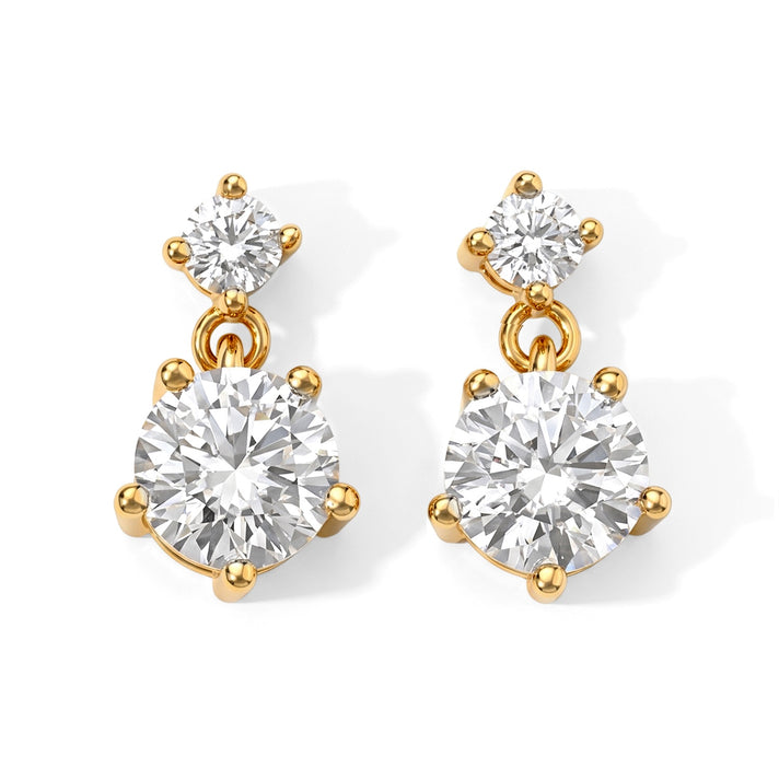 D'Joy - Moissanite Dangling Earring with Push Back in Yellow Gold Plated Sterling Silver 1.60 Ct. 8802240 1