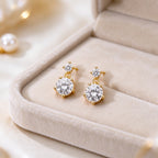 D'Joy - Moissanite Dangling Earring with Push Back in Yellow Gold Plated Sterling Silver 1.60 Ct._8802240_1