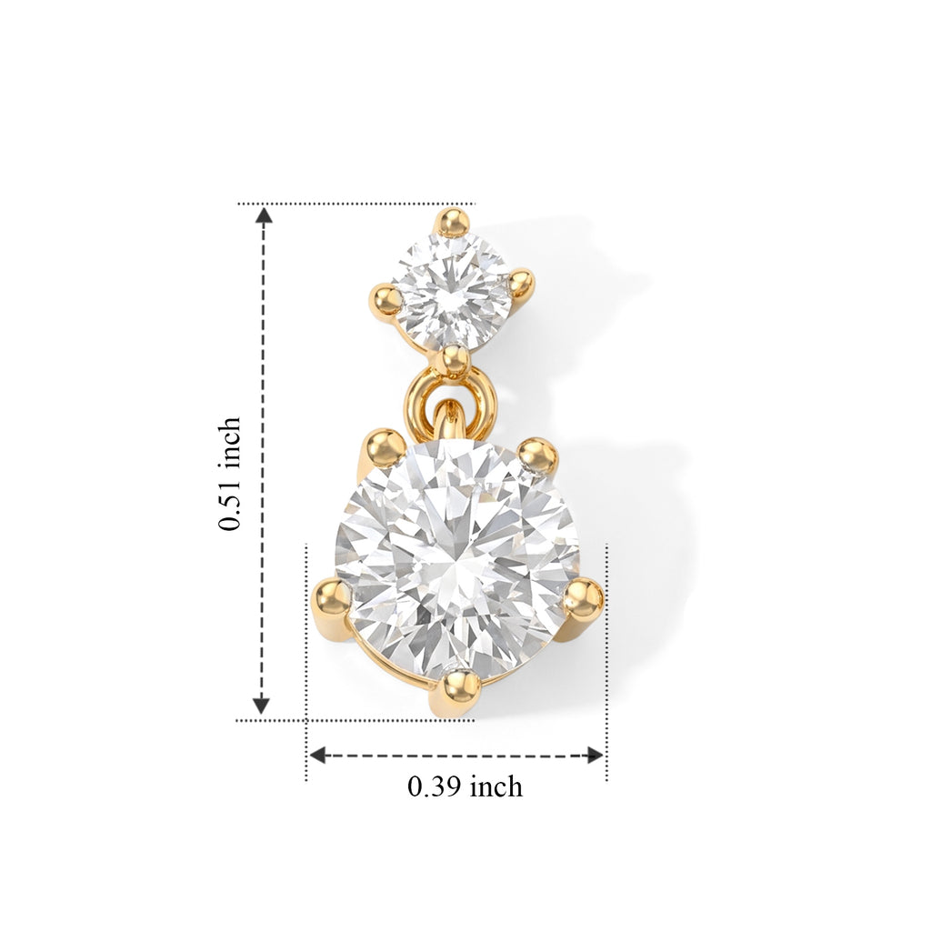 D'Joy - Moissanite Dangling Earring with Push Back in Yellow Gold Plated Sterling Silver 1.60 Ct._8802240_4