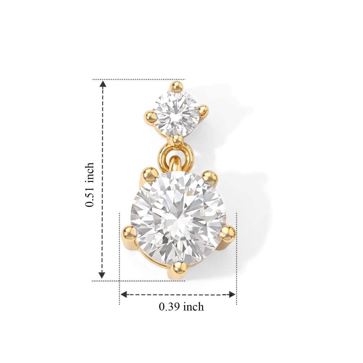 D'Joy - Moissanite Dangling Earring with Push Back in Yellow Gold Plated Sterling Silver 1.60 Ct. 8802240 4