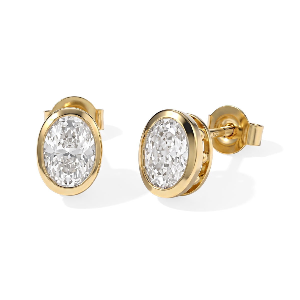 D'Joy - Moissanite Solitaire Stud Earring with Push Post in Yellow Gold Plated Sterling Silver 1.90 Ct. 8802249 0
