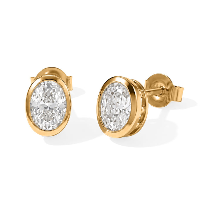 D'Joy - Moissanite Solitaire Stud Earring with Push Post in Yellow Gold Plated Sterling Silver 2.00 Ct. 8802249 1