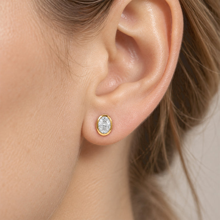 D'Joy - Moissanite Solitaire Stud Earring with Push Post in Yellow Gold Plated Sterling Silver 2.00 Ct. 8802249 2