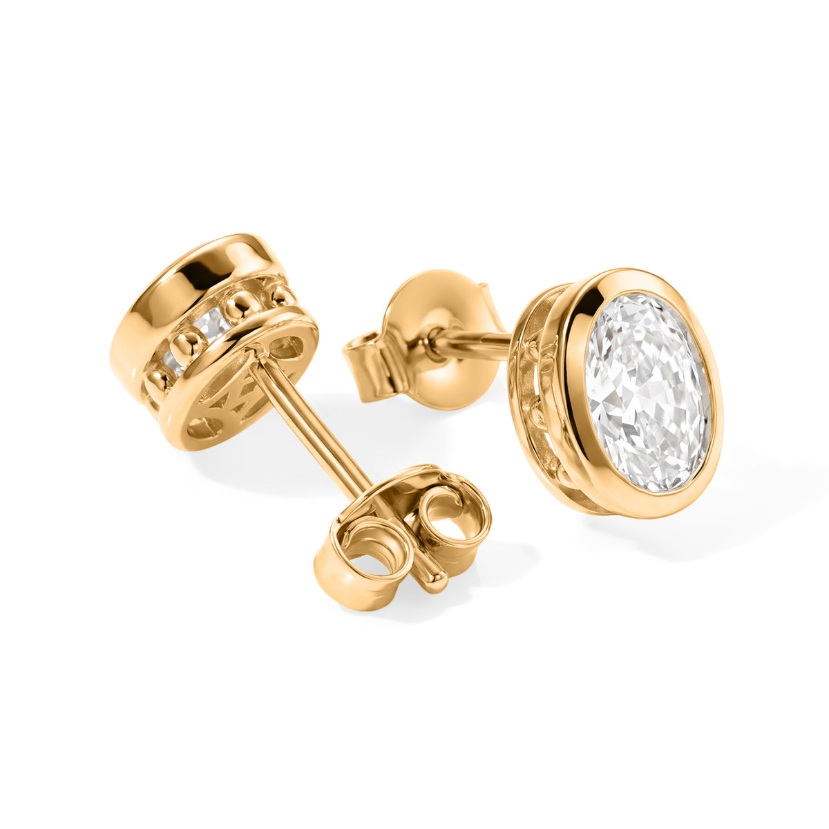 D'Joy - Moissanite Solitaire Stud Earring with Push Post in Yellow Gold Plated Sterling Silver 1.90 Ct. 8802249 3