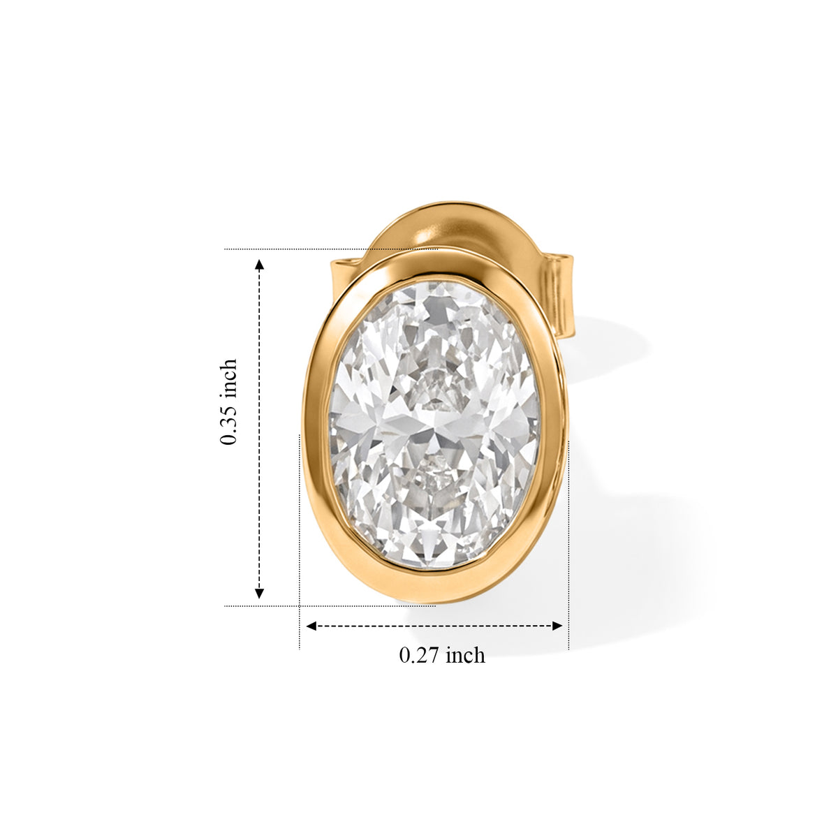 D'Joy - Moissanite Solitaire Stud Earring with Push Post in Yellow Gold Plated Sterling Silver 1.90 Ct. 8802249 4