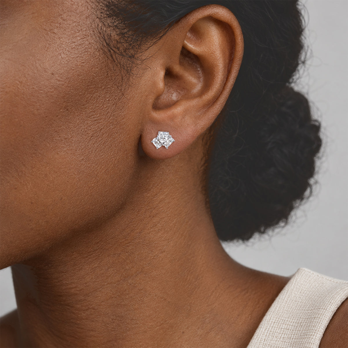 D'joy Moissanite Solitaire Stud Push Post Earring in Rhodium OverlaySterling Silver  1.160  Ct. 8802707 1