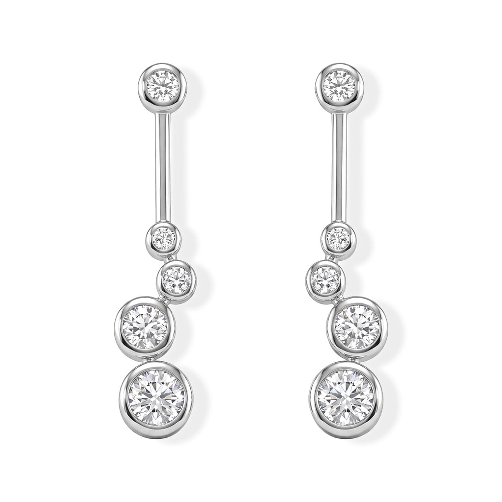D'Joy - Moissanite Graduated Drop Earring with Push Back in Rhodium Overlay Sterling Silver 1.80 Ct._8802709
