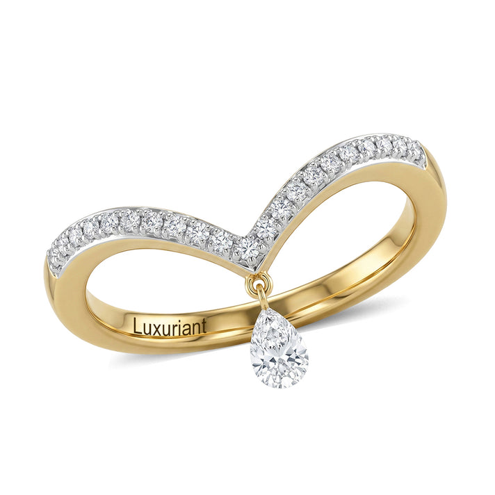 Luxuriant - Lab Grown Diamond (VS-E-F) Wishbone Ring in 18K Vermeil Yellow Gold Plated Sterling Silver 0.25 Ct. 8803620 1