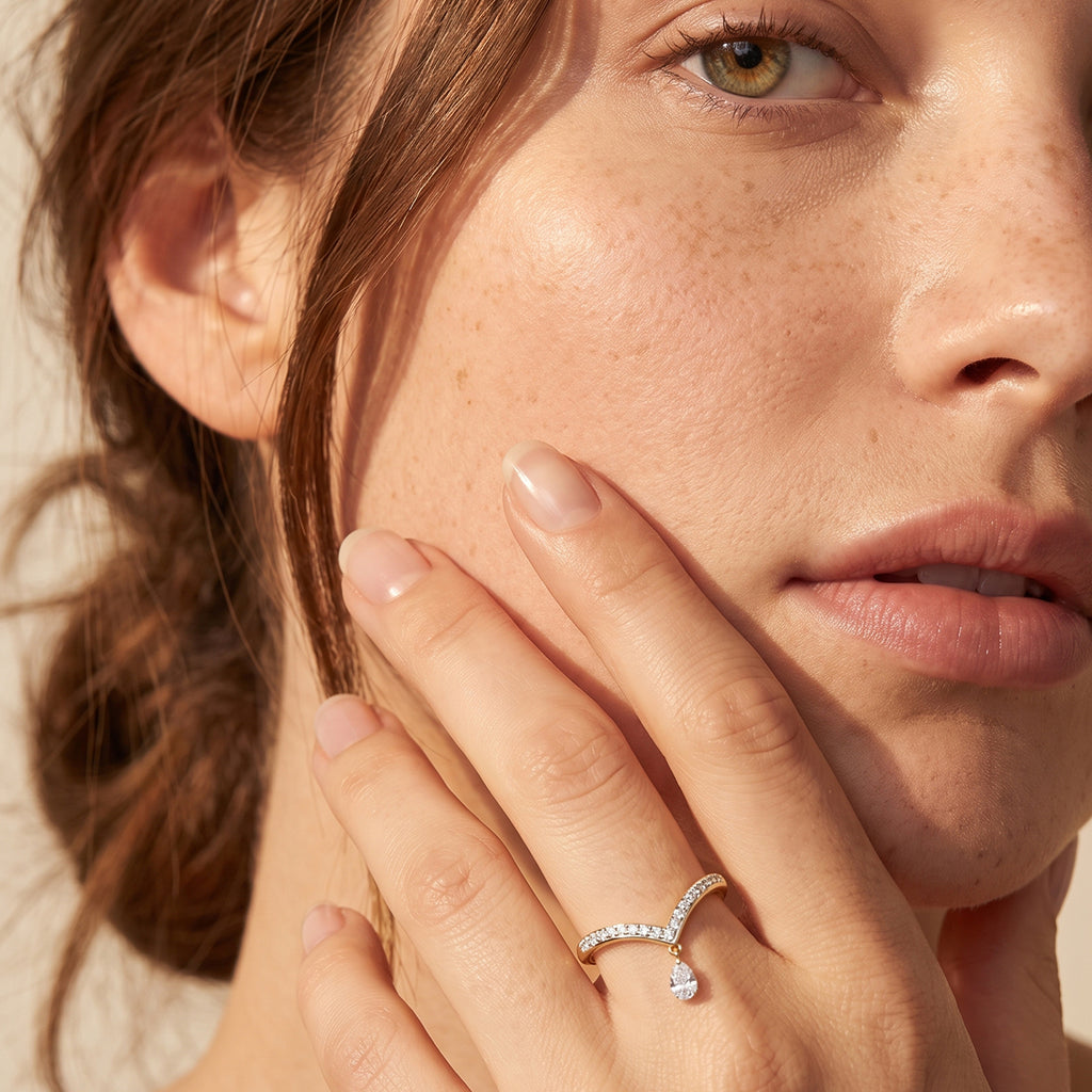 Luxuriant - Lab Grown Diamond (VS/E-F) Wishbone Ring in 18K Vermeil Yellow Gold Plated Sterling Silver 0.25 Ct._8803620_1