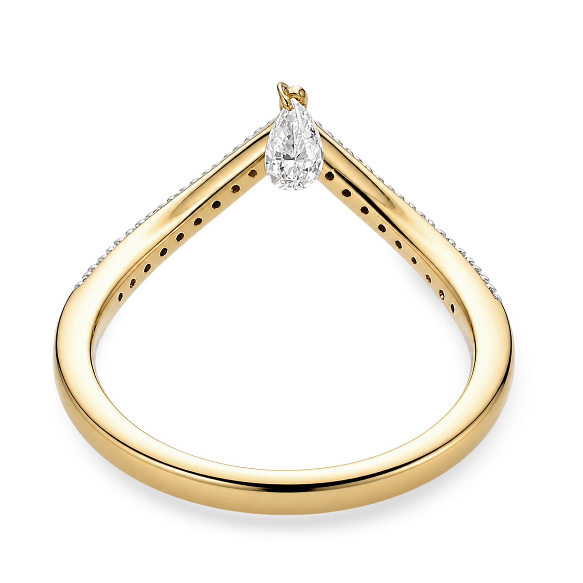 Luxuriant - Lab Grown Diamond (VS-E-F) Wishbone Ring in 18K Vermeil Yellow Gold Plated Sterling Silver 0.25 Ct. 8803620 5