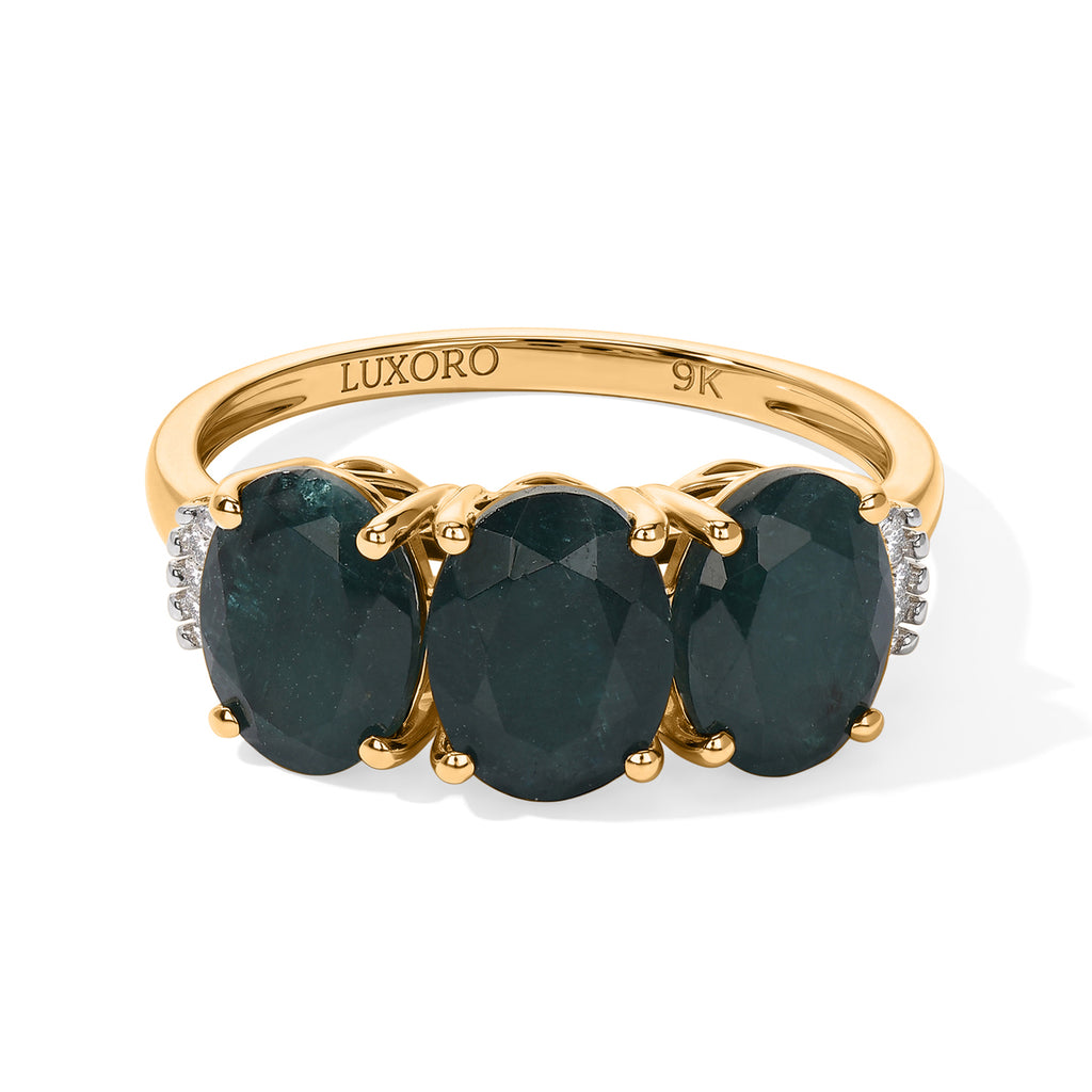 Luxoro - 9K Yellow Gold AAA Grandidierite & Natural White Diamond (SI/G-H) Ring 3.90 Ct._8804270