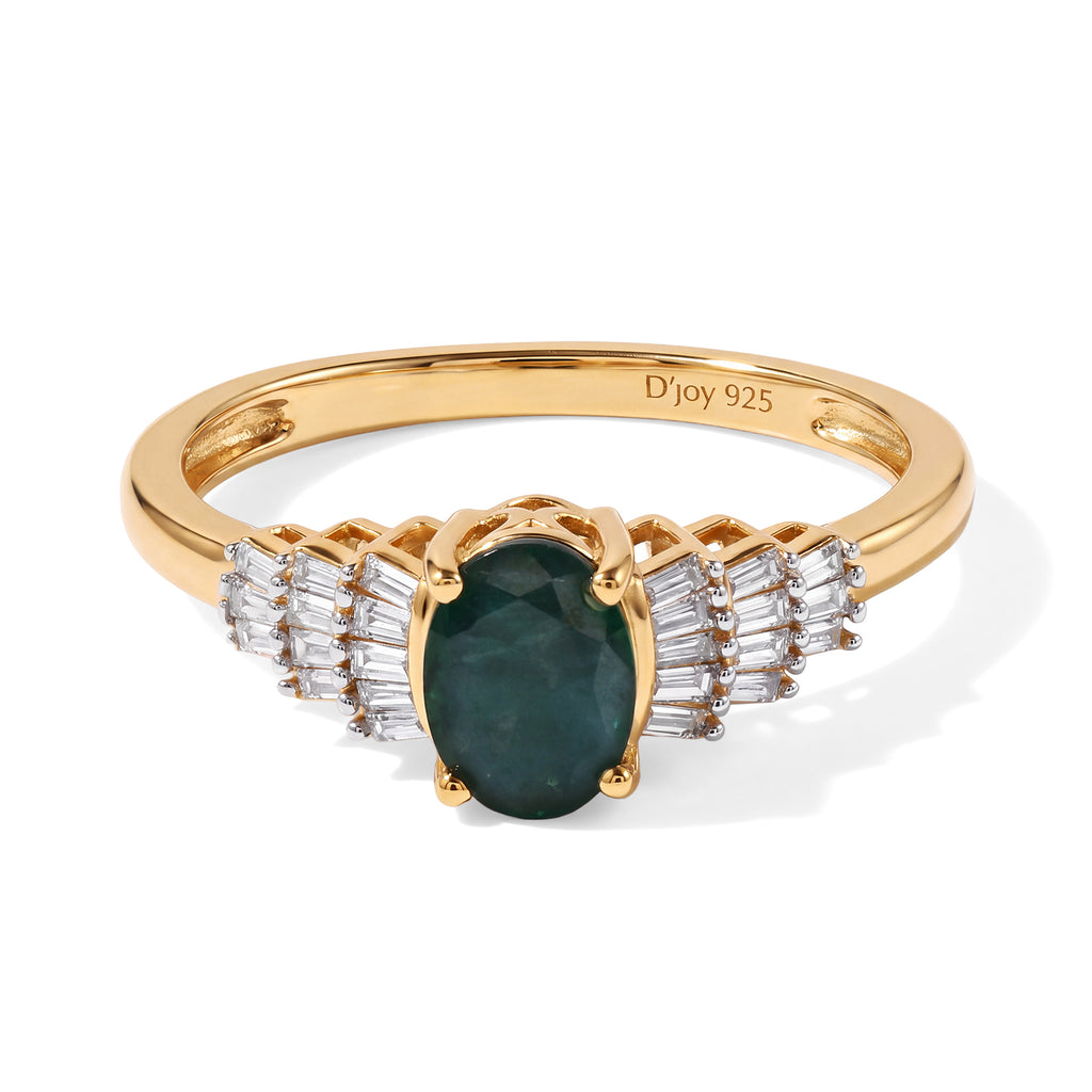 D'Joy - AAA Grandidierite & Natural White Diamond Ballerina Ring in 18K Vermeil Yellow Gold Plated Sterling Silver 1.00 Ct._8804327