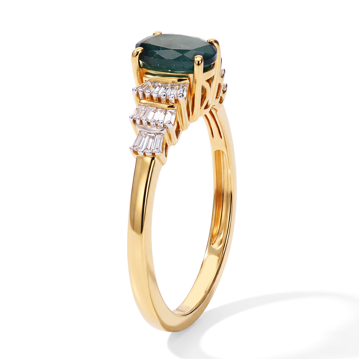 D'Joy - AAA Grandidierite &amp; Natural White Diamond Ballerina Ring in 18K Vermeil Yellow Gold Plated Sterling Silver 1.00 Ct. 8804327 3