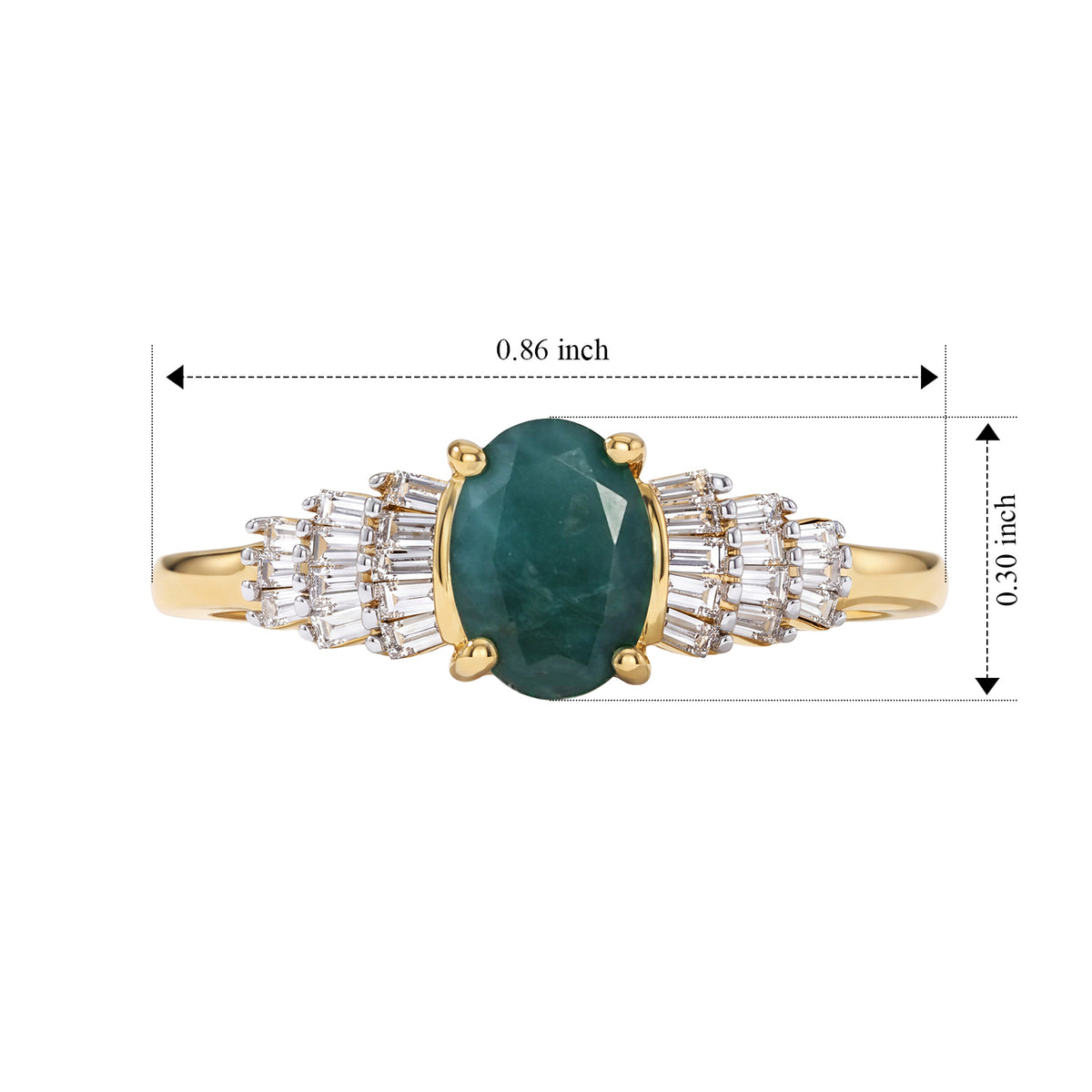 D'Joy - AAA Grandidierite &amp; Natural White Diamond Ballerina Ring in 18K Vermeil Yellow Gold Plated Sterling Silver 1.00 Ct. 8804327 5