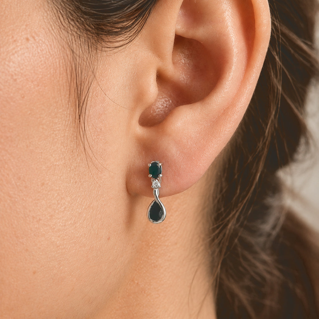 D'Joy - AAA Grandidierite & White Zircon Dangling Earring with Push Post in Platinum Overlay Sterling Silver_8804353_1