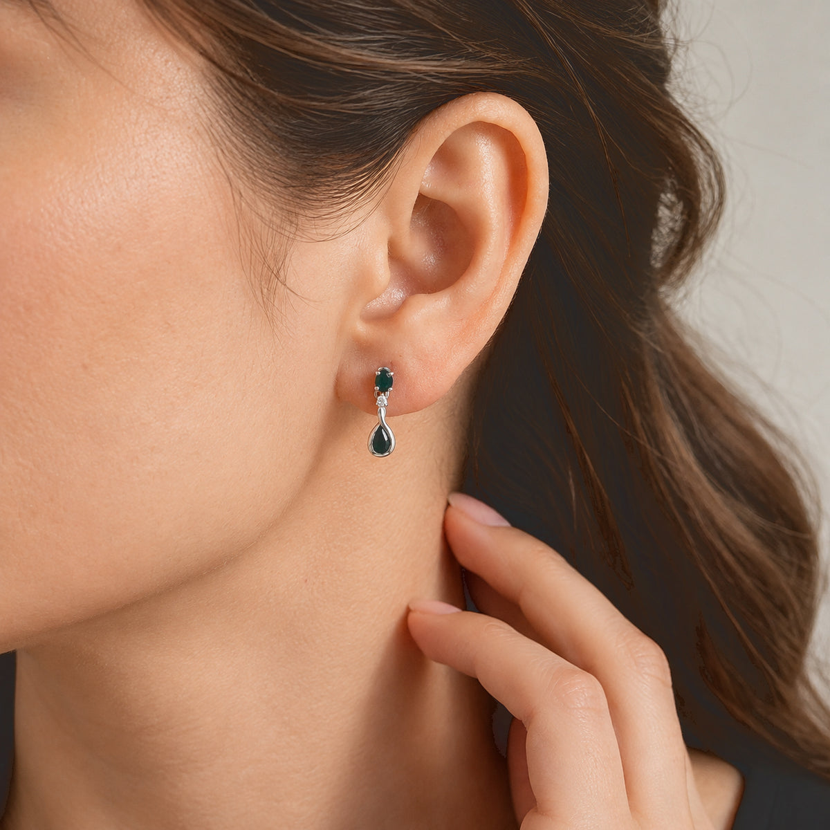 D'Joy - AAA Grandidierite &amp; White Zircon Dangling Earring with Push Post in Platinum Overlay Sterling Silver 8804353 2