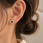 D'Joy - AAA Grandidierite & White Zircon Stud Earring in Yellow Gold Plated Sterling Silver_8804356_1