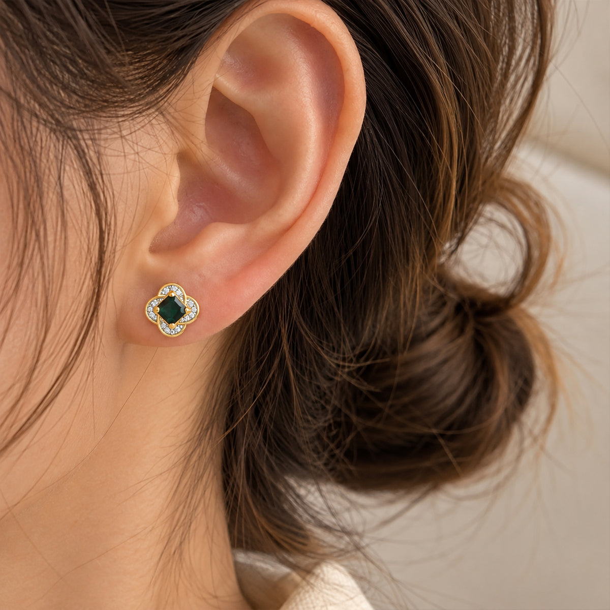 D'Joy - AAA Grandidierite &amp; White Zircon Stud Earring in Yellow Gold Plated Sterling Silver 8804356 1