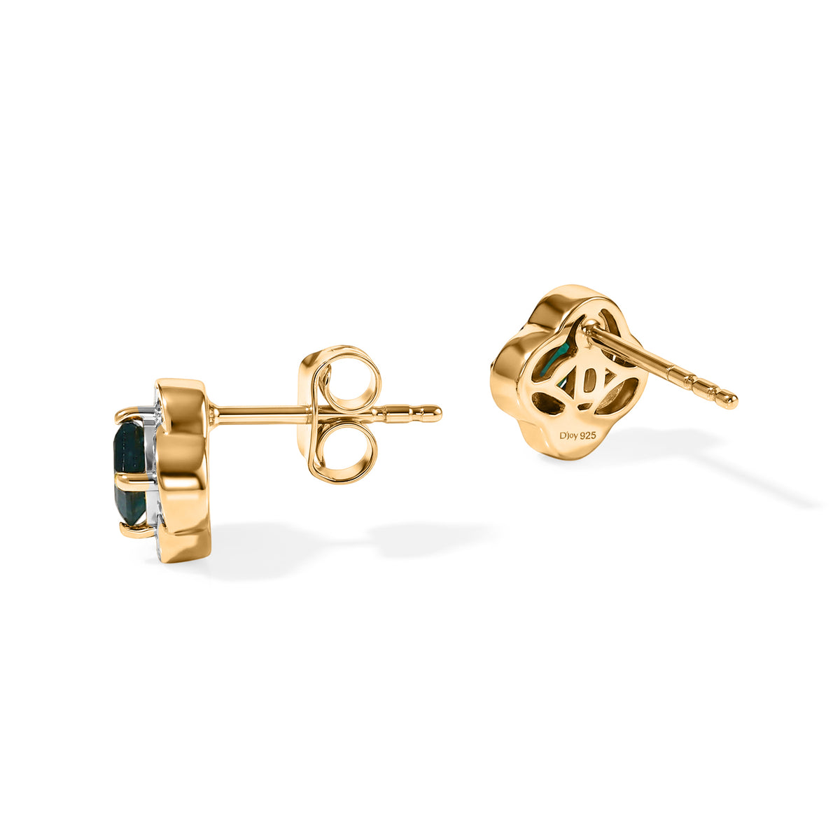 D'Joy - AAA Grandidierite &amp; White Zircon Stud Earring in Yellow Gold Plated Sterling Silver 8804356 3