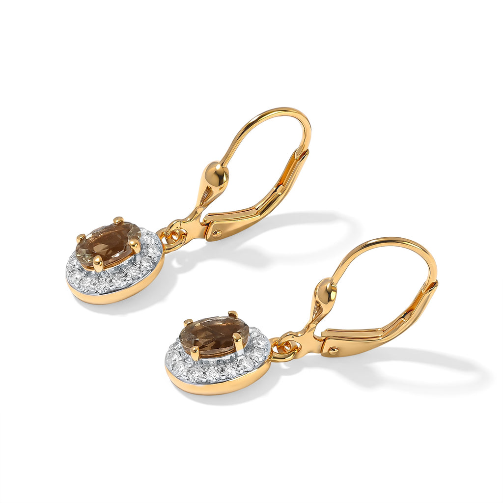 Luxuriant - AAA Turkizite & Lab Grown Diamond (SI/G-H) Halo Earring with Lever Back in 18K Vermeil Yellow Gold Plated Sterling Silver 1.34 Ct._8804424_3