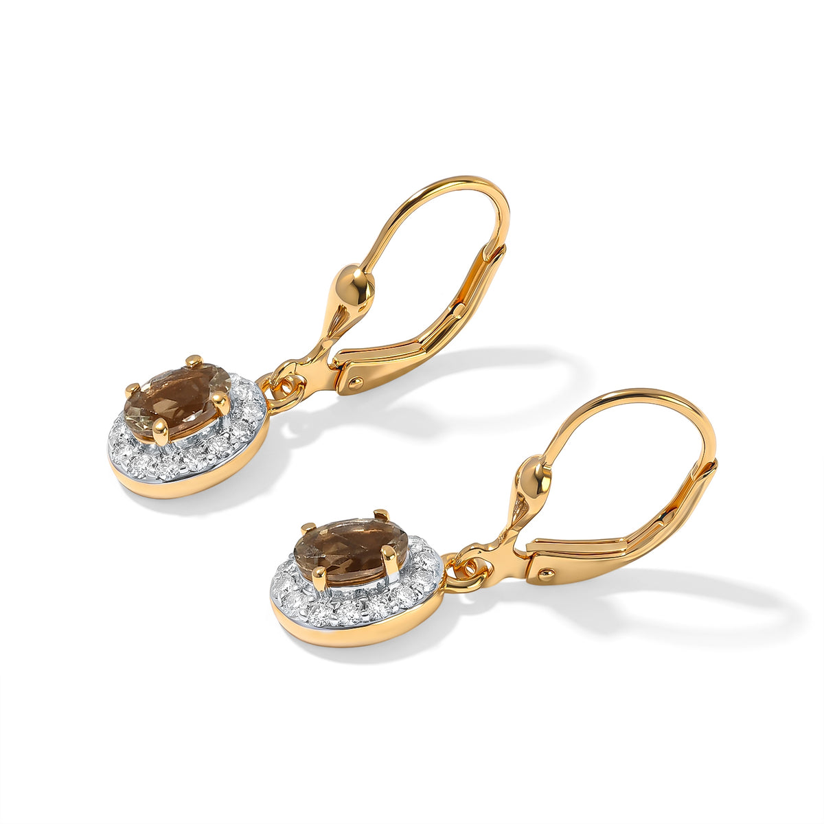 Luxuriant - AAA Turkizite &amp; Lab Grown Diamond (SI/G-H) Halo Earring with Lever Back in 18K Vermeil Yellow Gold Plated Sterling Silver 1.34 Ct. 8804424 3