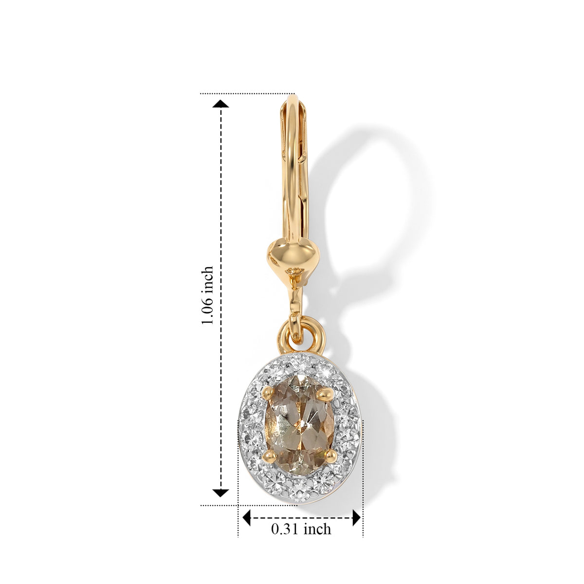 Luxuriant - AAA Turkizite &amp; Lab Grown Diamond (SI/G-H) Halo Earring with Lever Back in 18K Vermeil Yellow Gold Plated Sterling Silver 1.34 Ct. 8804424 4
