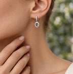 Luxuriant - AAA Turkizite & Lab Grown Diamond (SI/G-H) Halo Earring with Lever Back in 18K Vermeil Yellow Gold Plated Sterling Silver 1.63 Ct._8804425_1