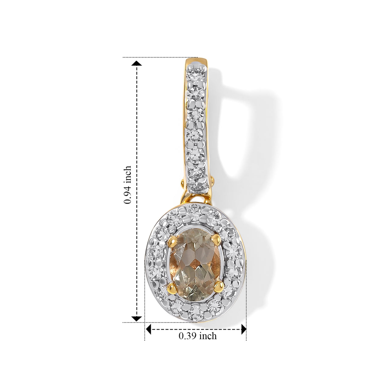 Luxuriant - AAA Turkizite &amp; Lab Grown Diamond (SI/G-H) Halo Earring with Lever Back in 18K Vermeil Yellow Gold Plated Sterling Silver 1.63 Ct. 8804425 4