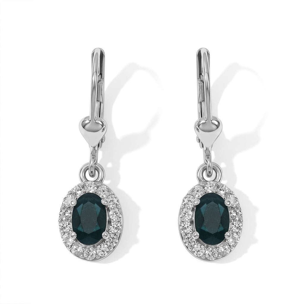 D'Joy - AAA Grandidierite & White Zircon Dangling Earring with Lever Back in Platinum Overlay Sterling Silver 1.90 Ct._8804431